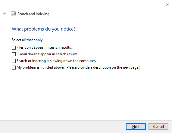 Using the Search and Indexing Troubleshooter Screenshot 6