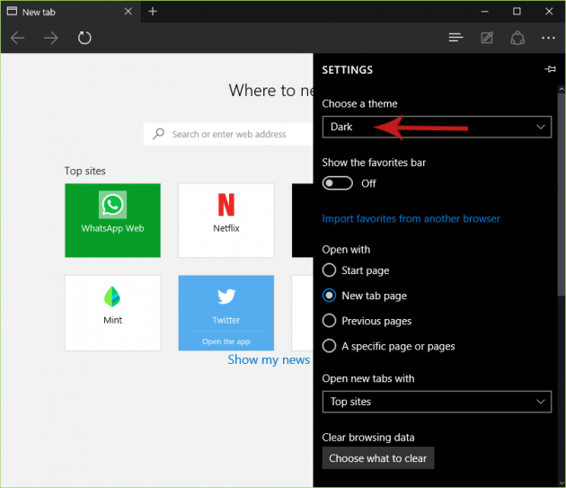 Enabling the Dark Theme in Microsoft Edge Screenshot 3