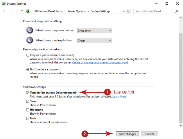 Turn On/Off Fast Startup from the Control Panel Screenshot 6