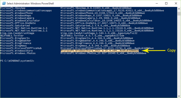 Register the Store App Again in PowerShell Screenshot 2