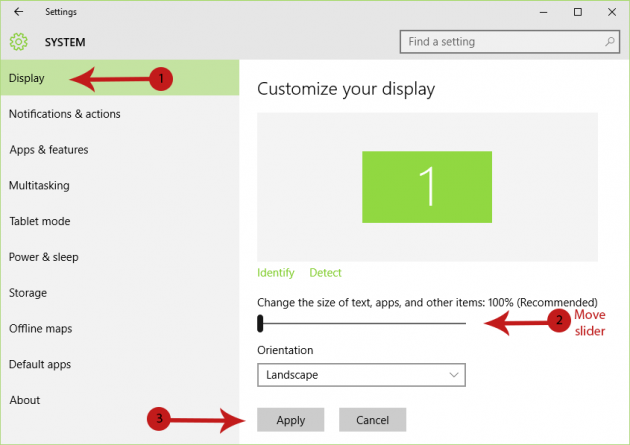 Method 1 (Recommended) - Change DPI Scaling Level for Each Display in Settings Screenshot 3