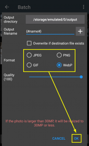 6 medium Batch convert BMP JPG GIF PNG WebP images from one format to another Android