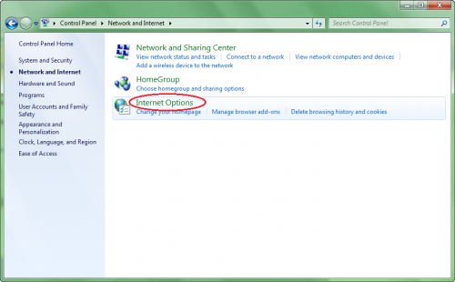 Internet Options