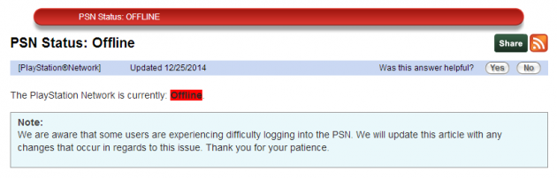 Playstation Network status: Offline